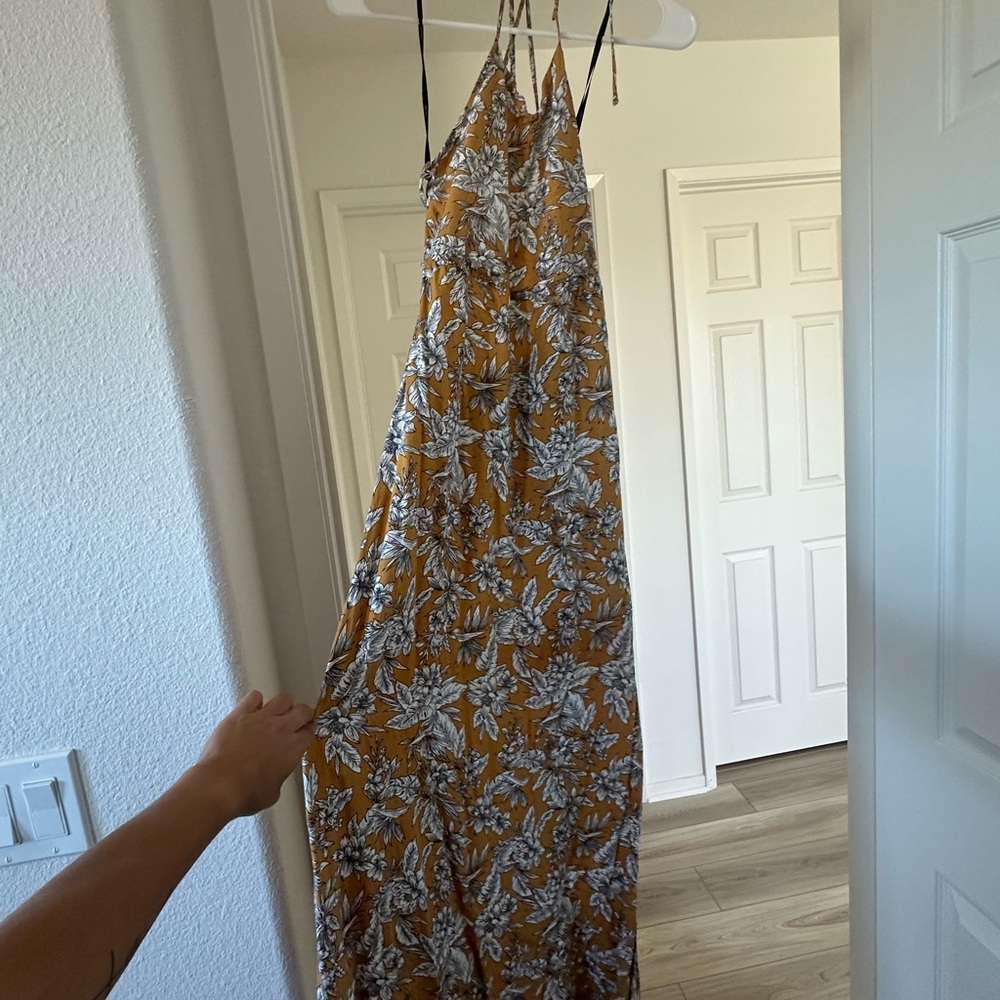 Forever 21 Mustard Floral Halter Dress
